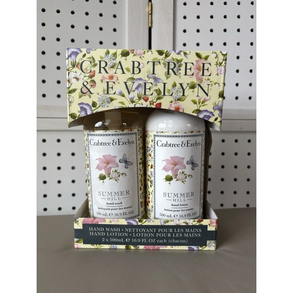 Crabtree &‎ Evelyn Summer Hill Gift Set Hand Wash and Hand Lotion 16.9 floz Pump